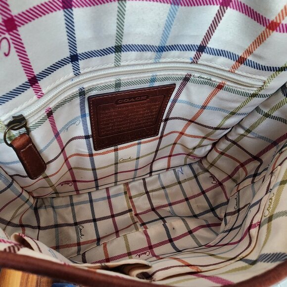 COACH J0769-11419 Bleecker Legacy Tattersall Flap Leather Shoulder Bag - Picture 15 of 16